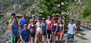 Aboriginal Pre-Admissions Workshop participants take a bike tour of the Kettle Valley Railway.