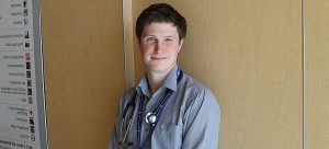 Third year medical student Paul Dickinson at Vernon Jubilee Hospital.